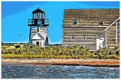 Hyannis Harbor Lighthouse in Massachusetts -Digital Painting